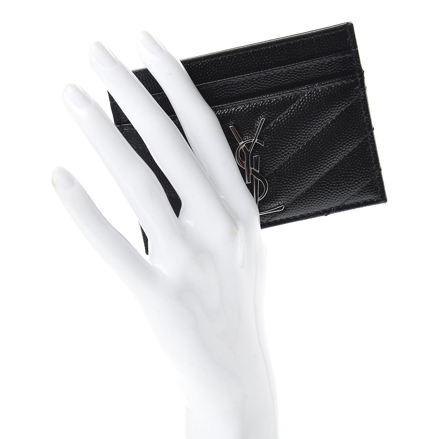 Grain De Poudre Matelasse Chevron Monogram Credit Card Case Black