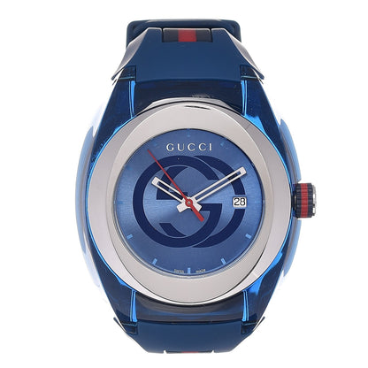 Gucci Stainless Steel Rubber 46mm Sync Web Quartz Watch Blue 1 of 7