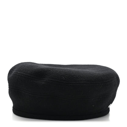 Hermes Wool Cashmere Saint Honore Drap Beret 56 Black 6 of 9