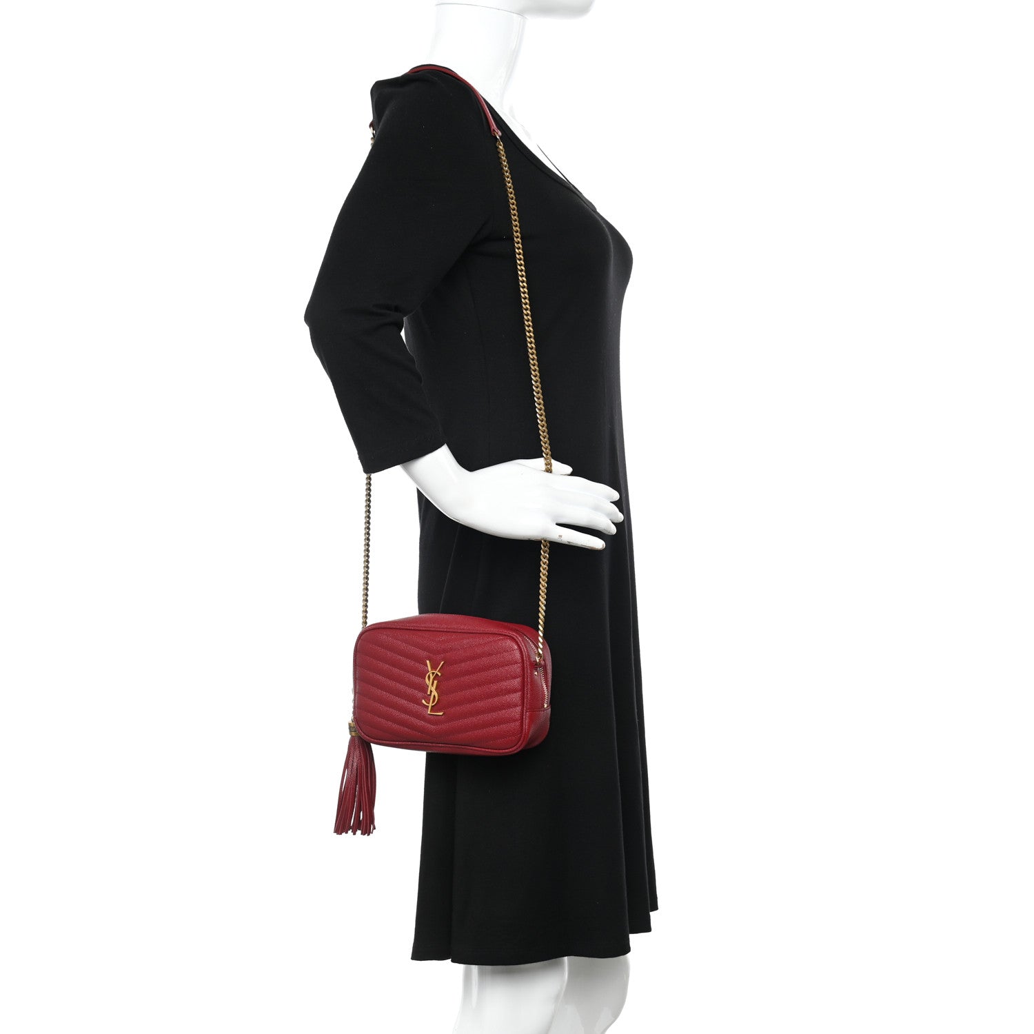 Saint Laurent Grain De Poudre Matelasse Monogram Mini Lou Camera Bag Opyum Red 2 of 11