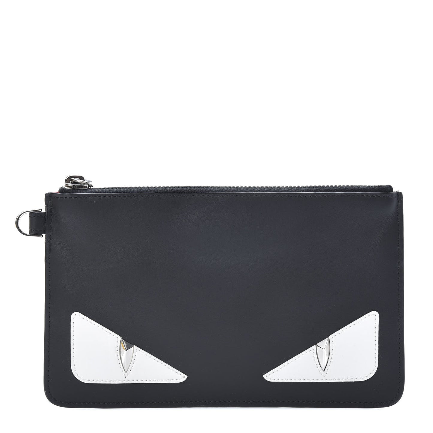 Calfskin Monster Eyes Pouch Black White