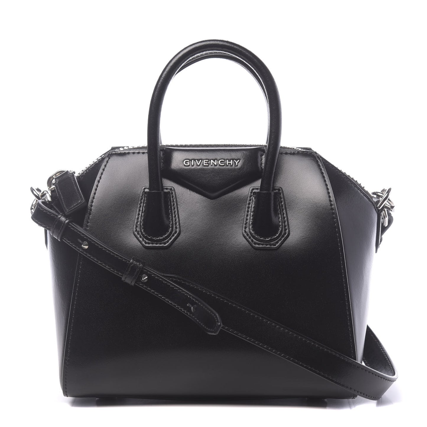 Shiny Lord Calfskin Mini Antigona Black