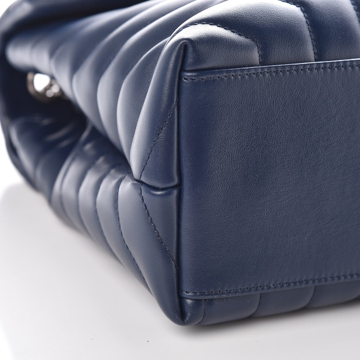 Calfskin Y Quilted Monogram Medium Loulou Chain Satchel Denim Blue