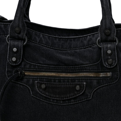 Balenciaga Washed Denim Classic Hardware Medium Le City Black 7 of 9