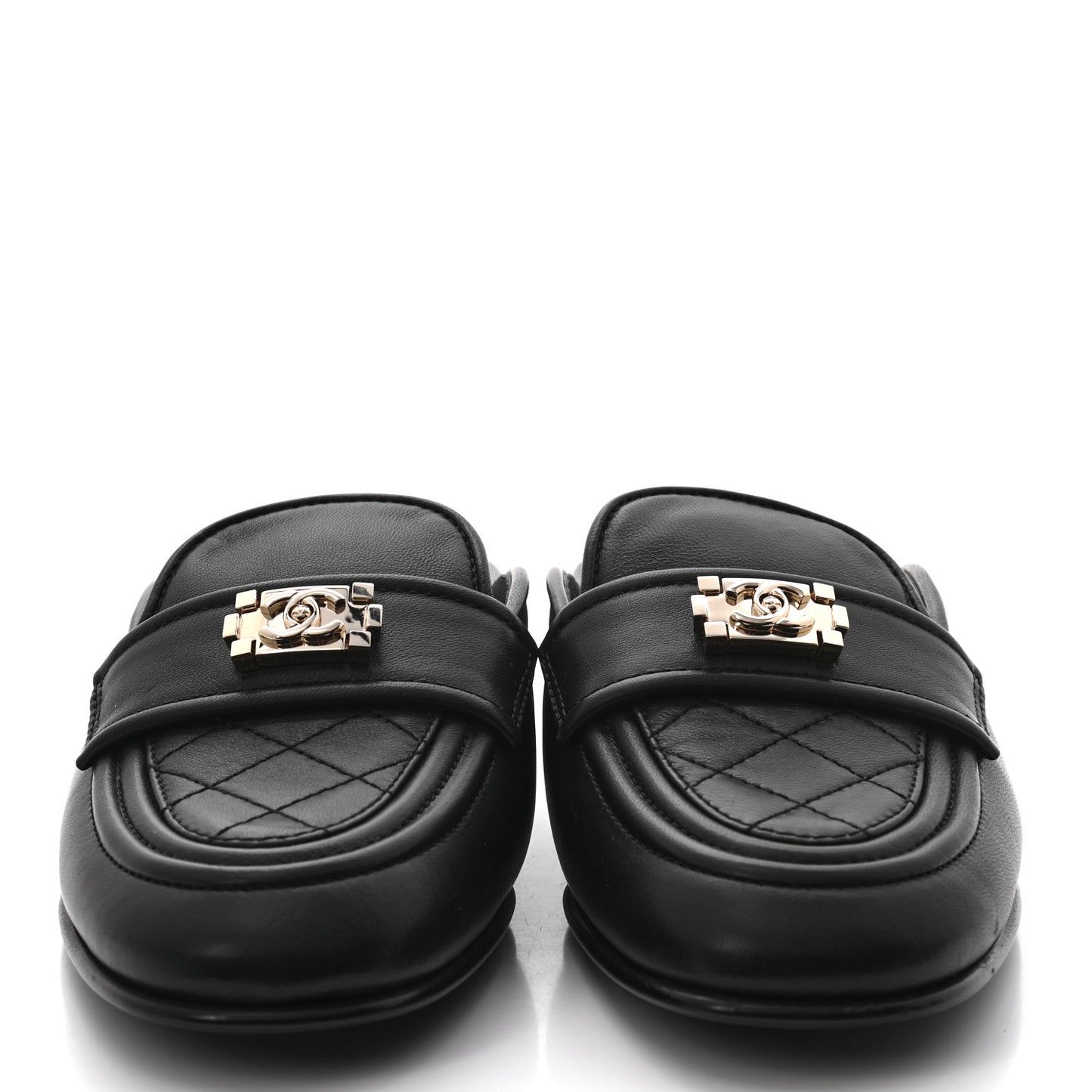 Lambskin Quilted Boy Mules 37 Black