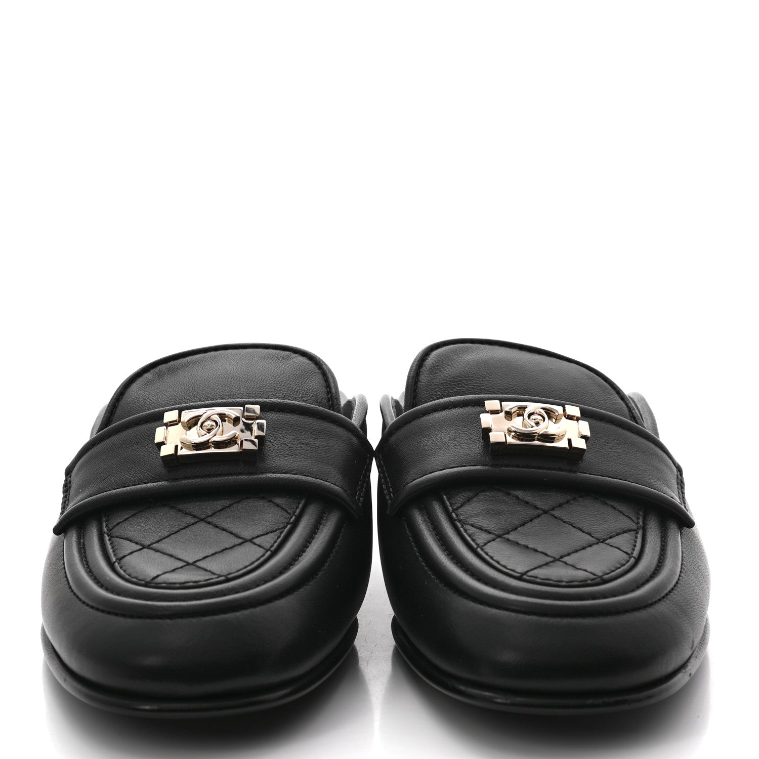 Chanel Lambskin Quilted Boy Mules 37 Black 2 of 8