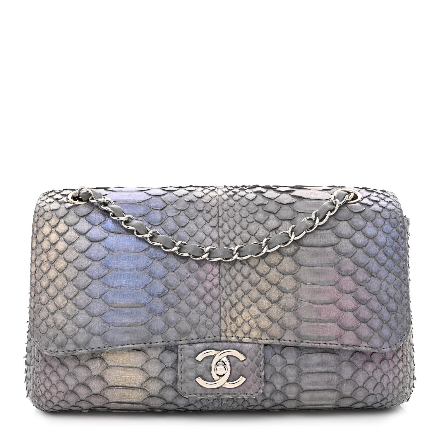 Chanel Snakeskin Iridescent Soho Medium Flap Grey 1 of 11