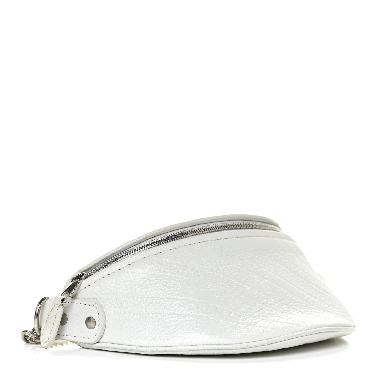 Shiny Goatskin Allover Logo Embossed XXS Souvenir Belt Bag White
