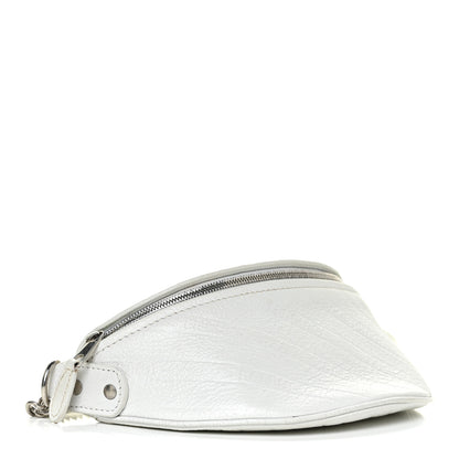 Balenciaga Shiny Goatskin Allover Logo Embossed XXS Souvenir Belt Bag White 4 of 9