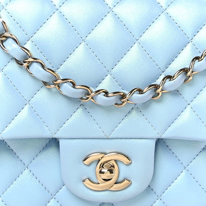 Chanel Iridescent Calfskin Quilted Medium Double Flap Blue 9 of 11