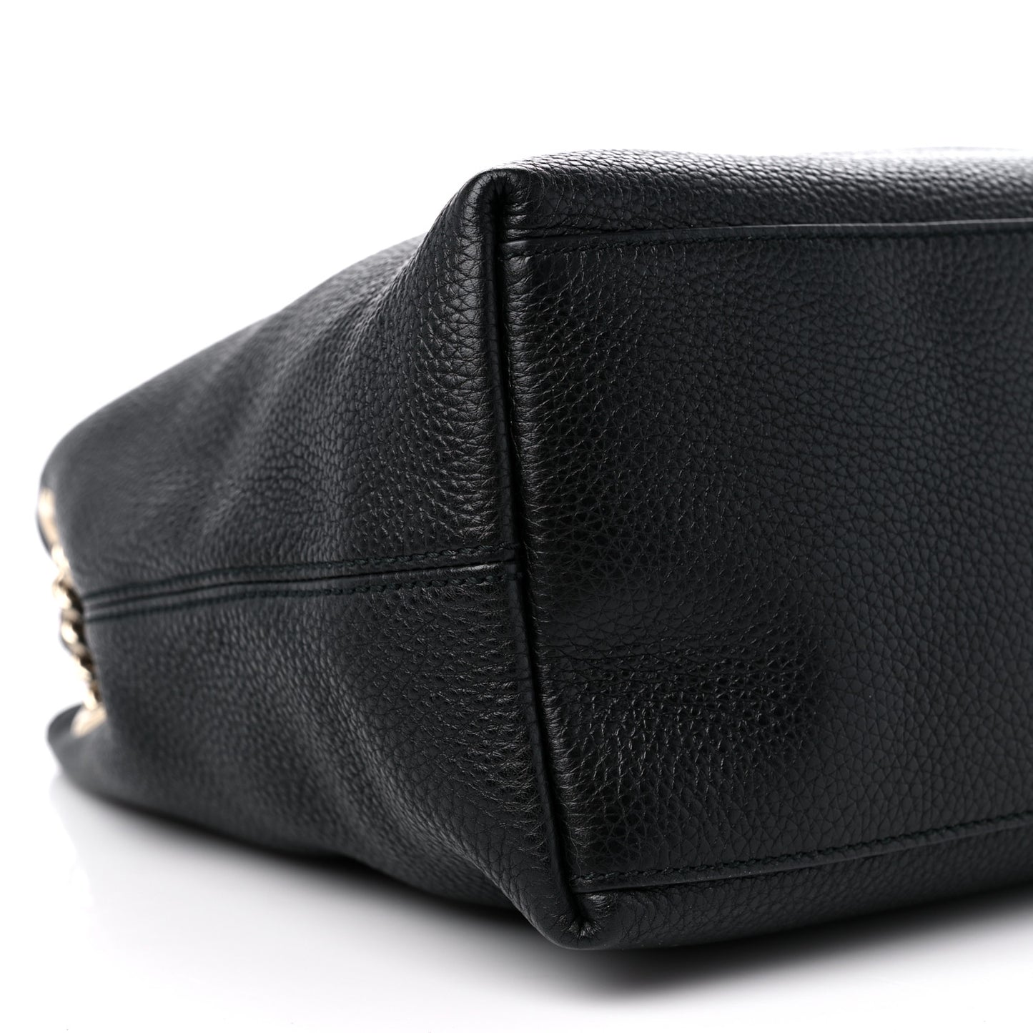 Pebbled Calfskin Medium Soho Chain Shoulder Bag Black
