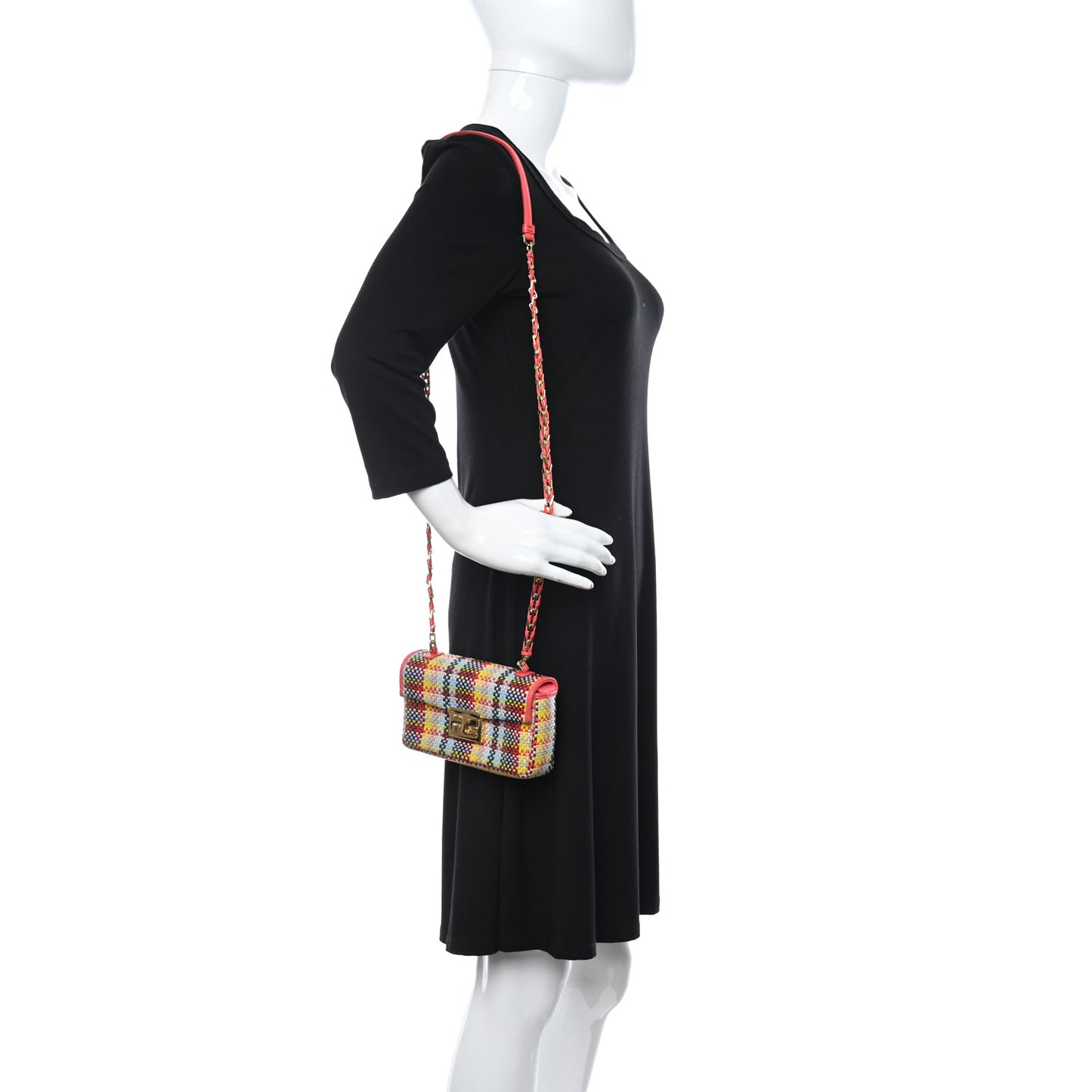 Nappa Intrecciato Mini Be Baguette Shoulder Bag Multicolor Rosa Ecstasy