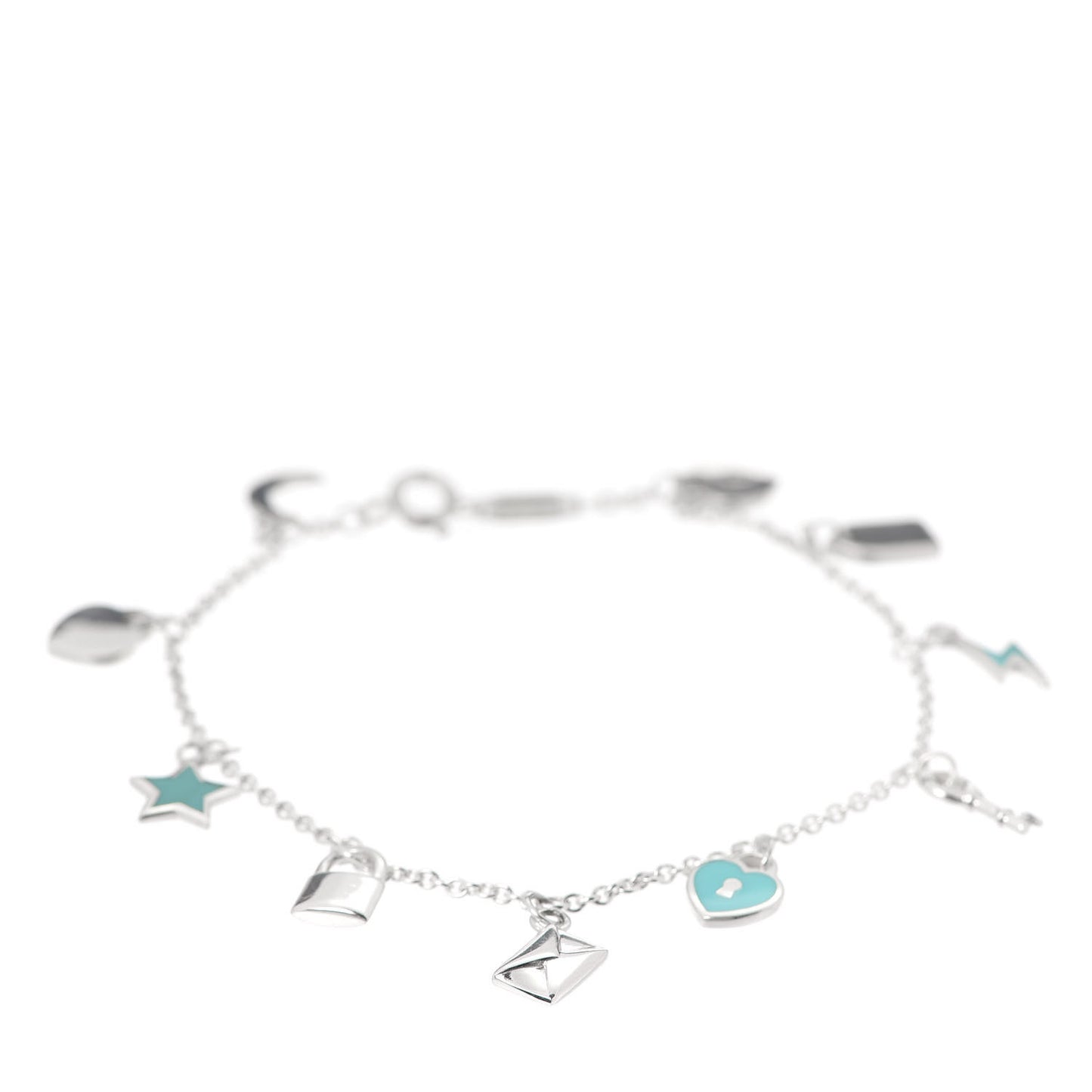 Sterling Silver Enamel Love Notes Charm Bracelet Blue