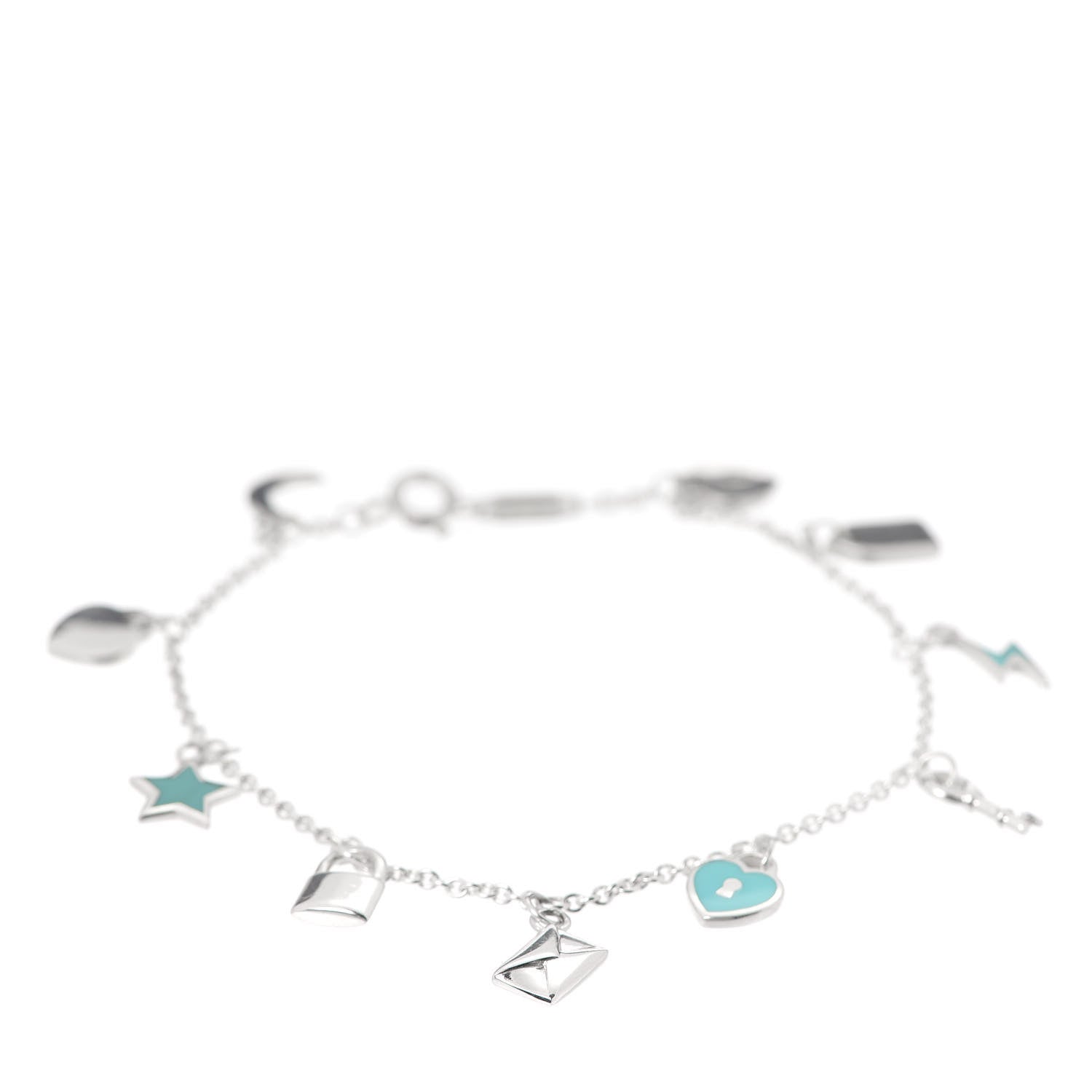 Tiffany Sterling Silver Enamel Love Notes Charm Bracelet Blue 1 of 6