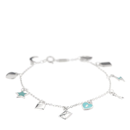Tiffany Sterling Silver Enamel Love Notes Charm Bracelet Blue 1 of 6