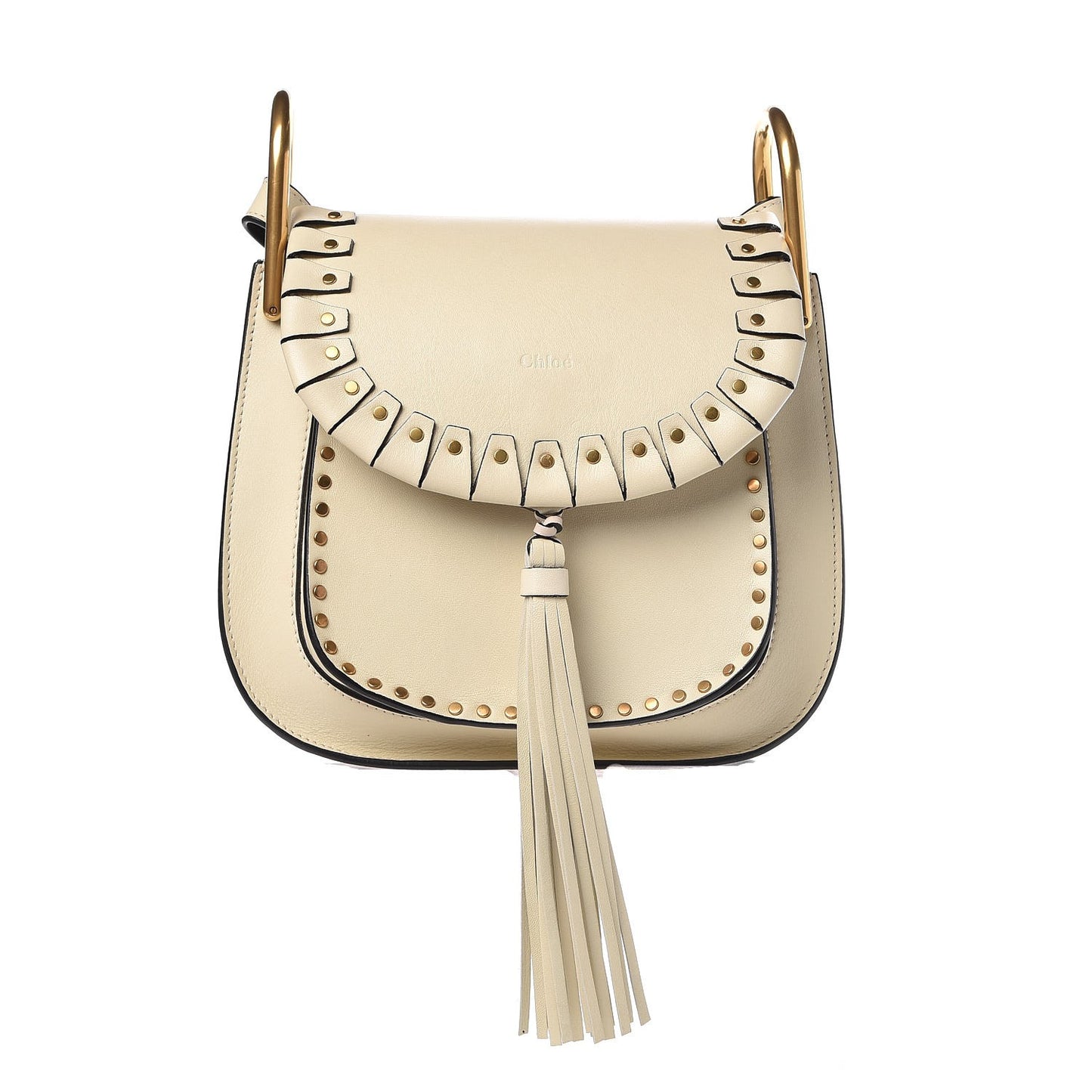 Calfskin Small Hudson Shoulder Bag Lace White