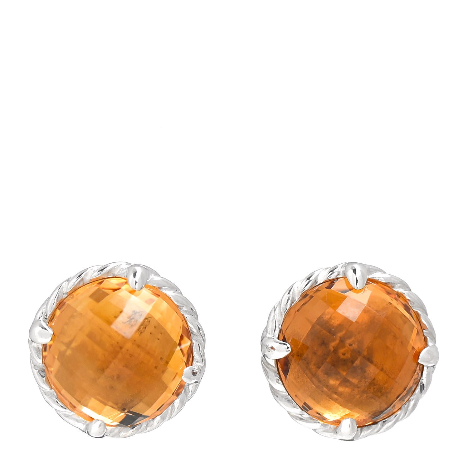 David Yurman Sterling Silver Citrine 8mm Chatelaine Earrings 1 of 4