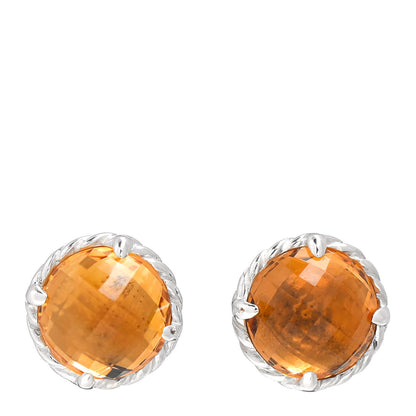 David Yurman Sterling Silver Citrine 8mm Chatelaine Earrings 1 of 4