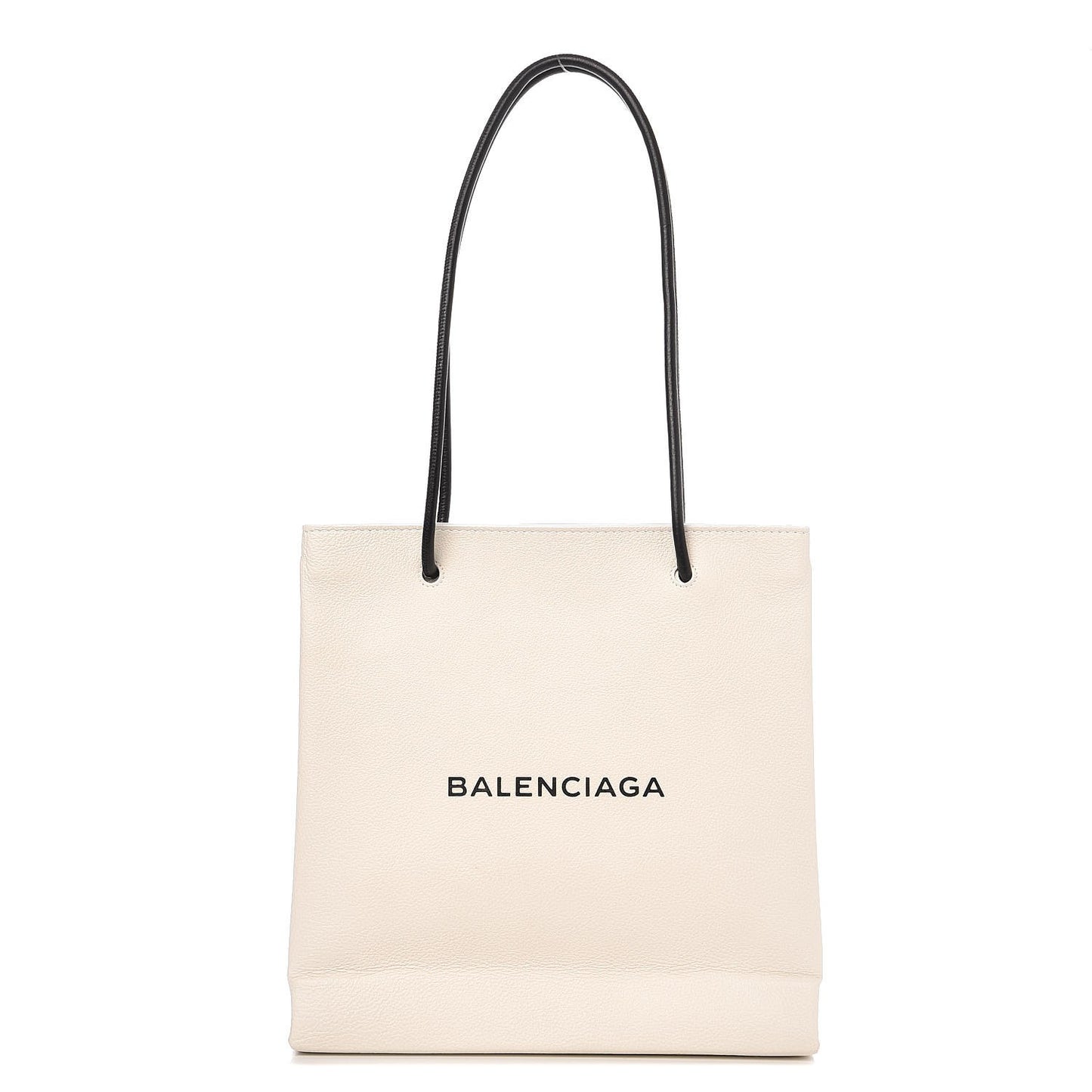 Calfskin Logo Small Shopping Tote White