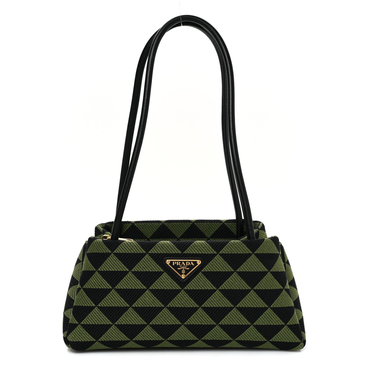 Jacquard Triangolo Symbole Embroidered Small Shoulder Bag Black Edera