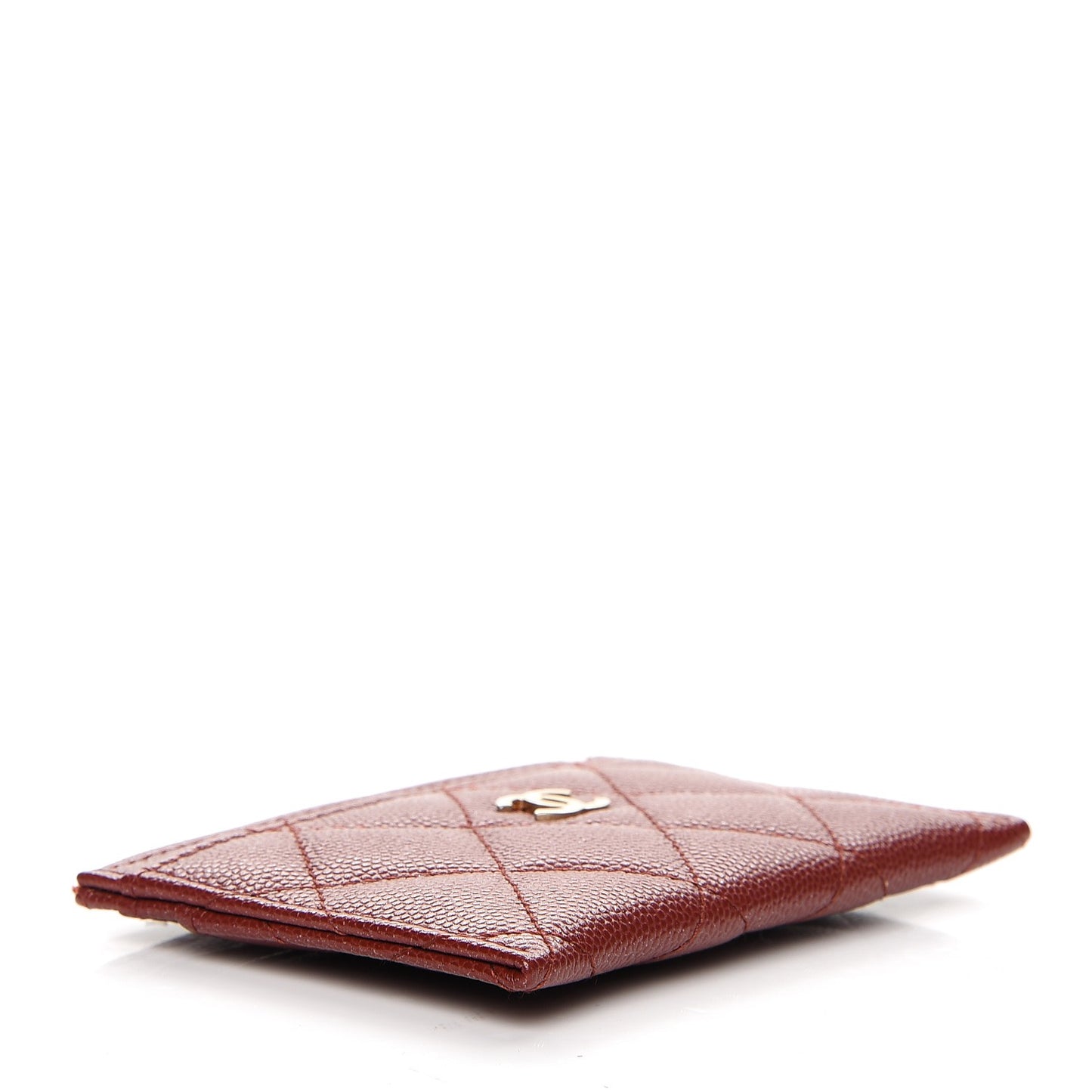 Caviar Quilted Card Holder Burgundy