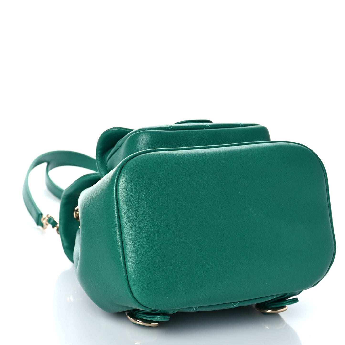 Lambskin Quilted Small Duma Drawstring Backpack Green