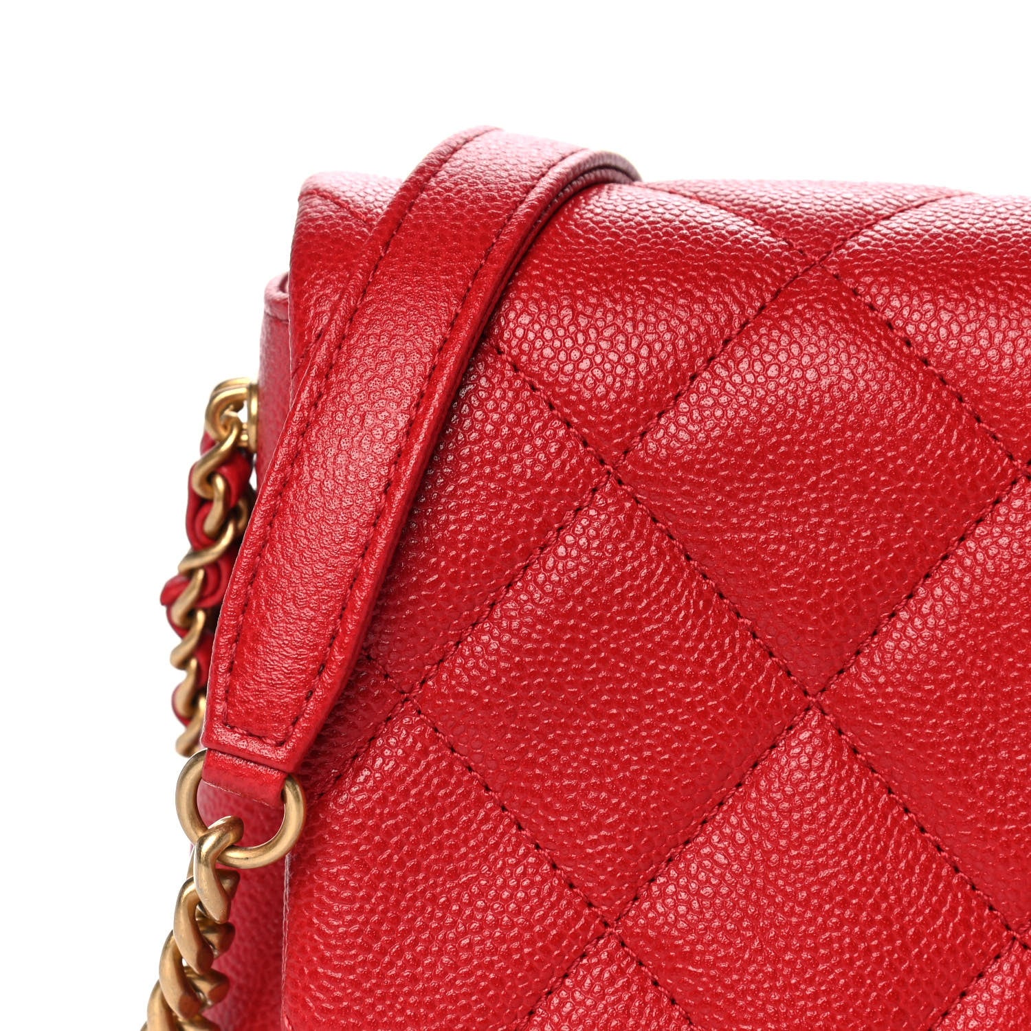 Chanel Shiny Caviar Quilted Small Chain Melody Flap Red 9 of 13
