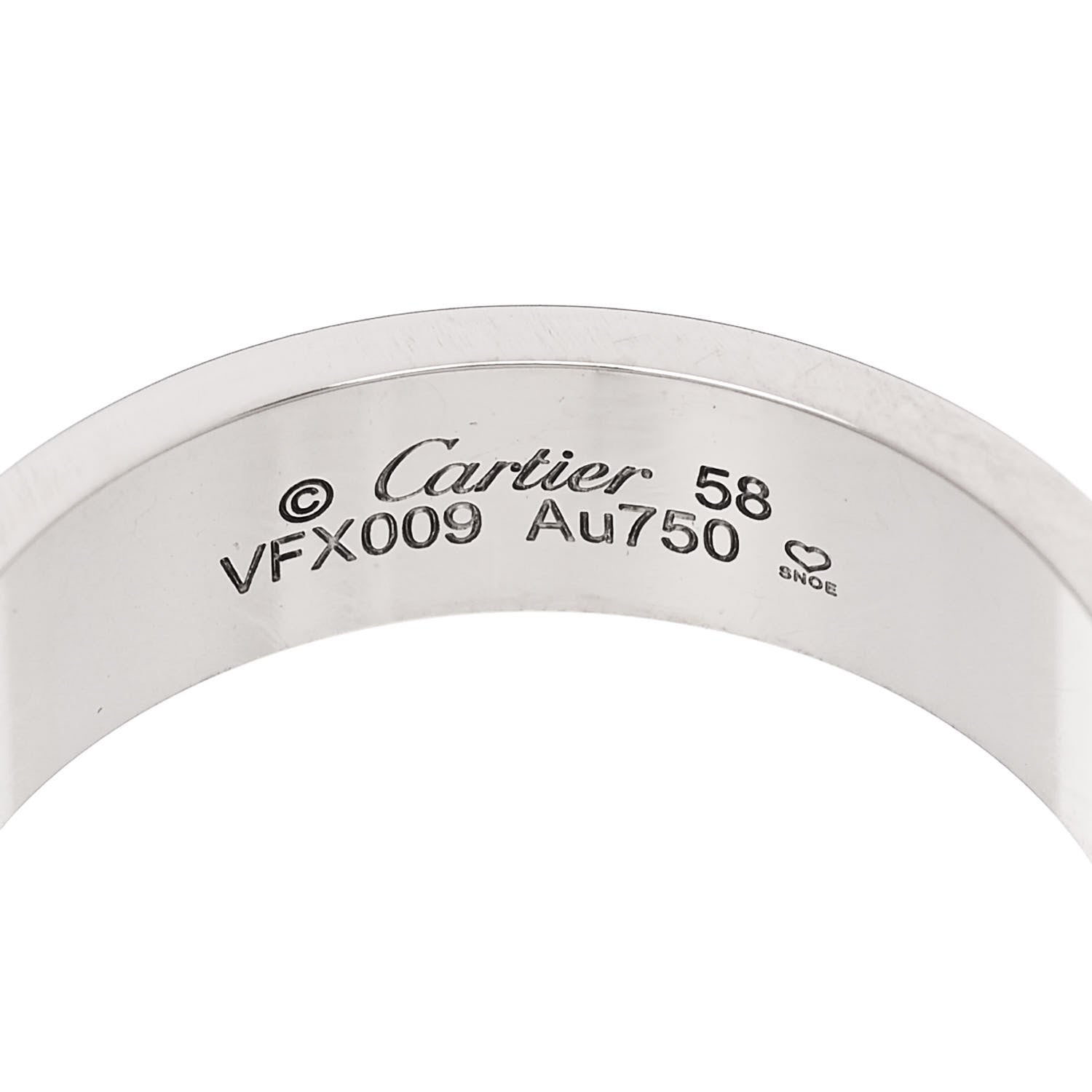 Cartier 18K White Gold 5.5mm LOVE Ring 58 8.25 4 of 5