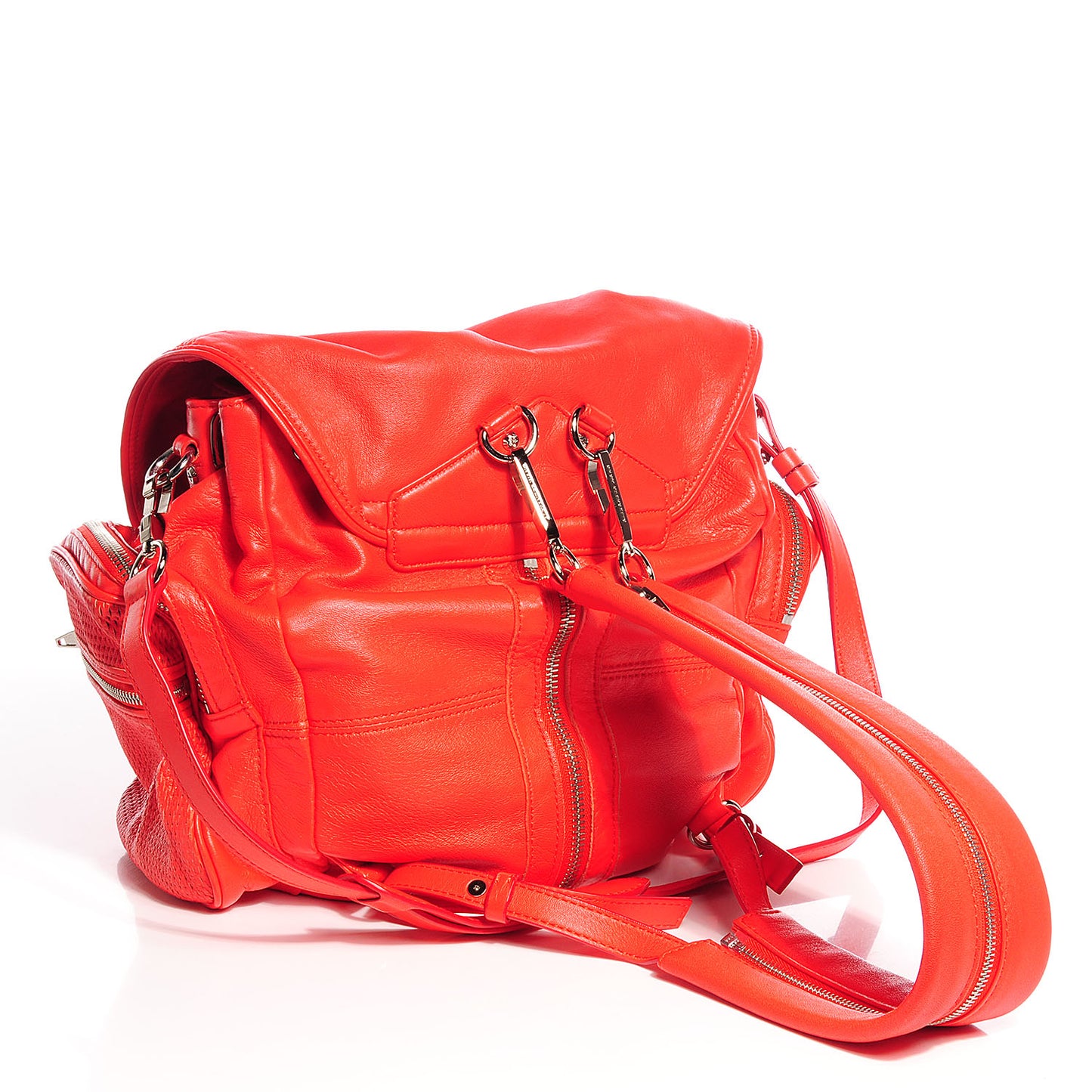Lambskin Marti Convertible Backpack Cola Red with Silver Hardware
