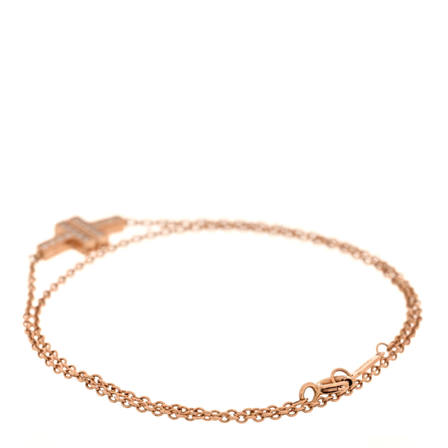 18K Rose Gold Diamond T Double Chain Bracelet
