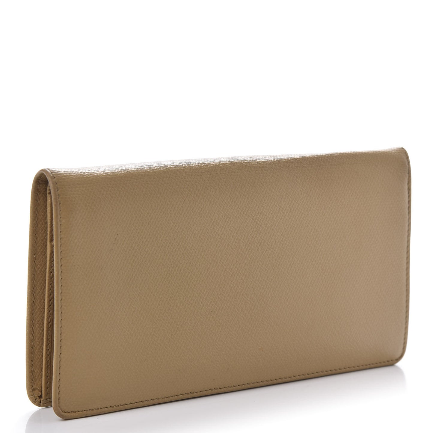 Grained Calfskin CC Button Yen Wallet Beige