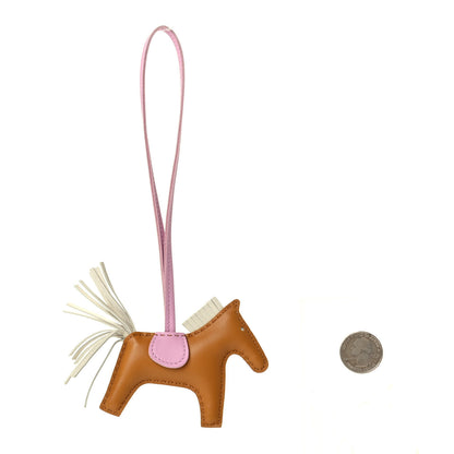 Hermes Milo Lambskin Grigri Rodeo Horse Bag Charm PM Sesame Mauve Sylvestre Craie 2 of 4
