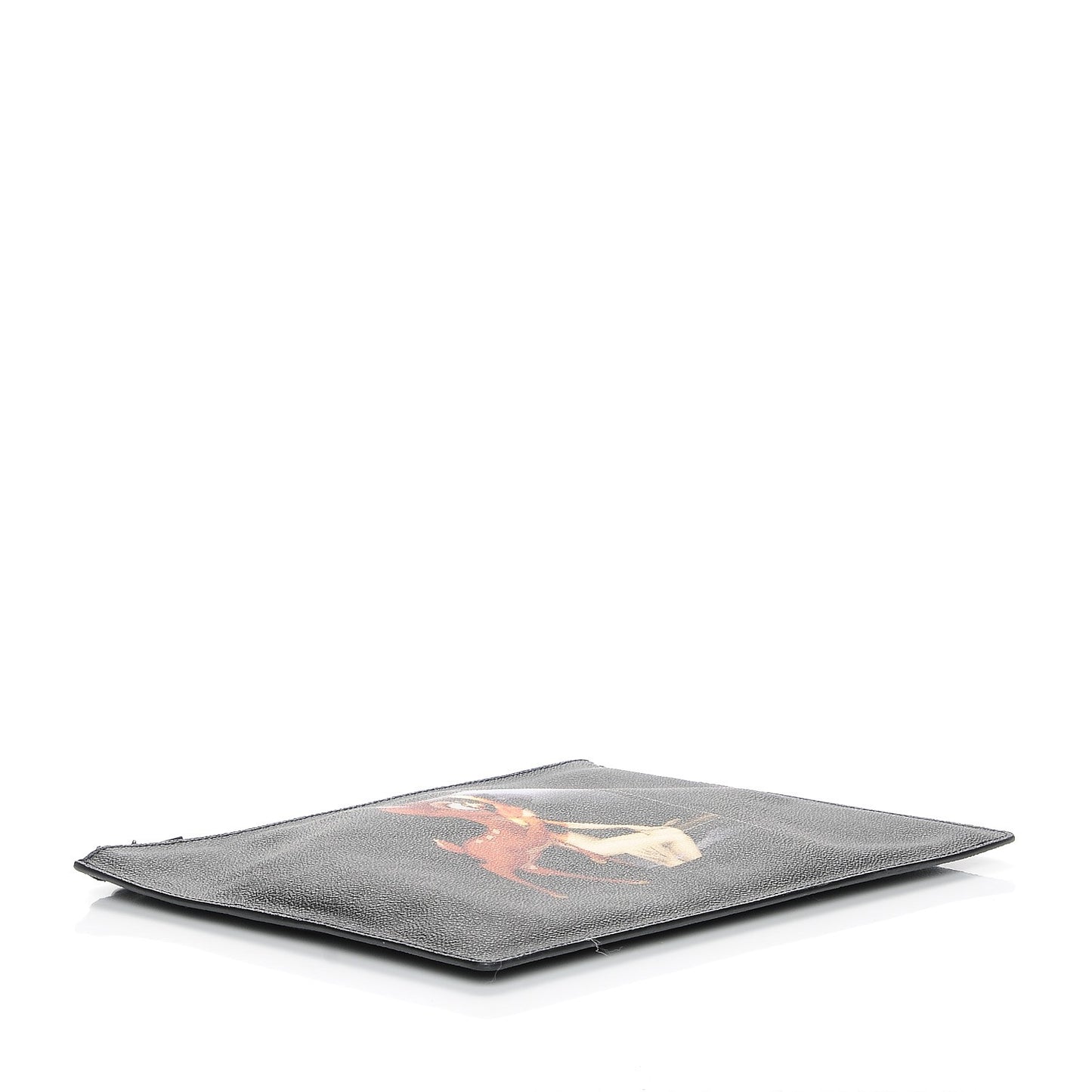 Textured Coated Canvas Bambi Print Medium Cosmetic Pouch Black