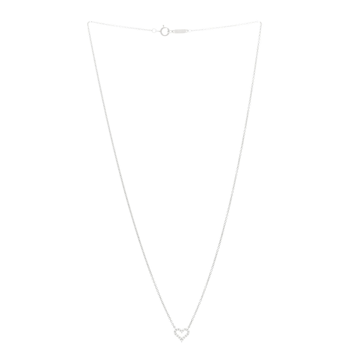 Tiffany Platinum Diamond Extra Mini Heart Pendant Necklace 3 of 5