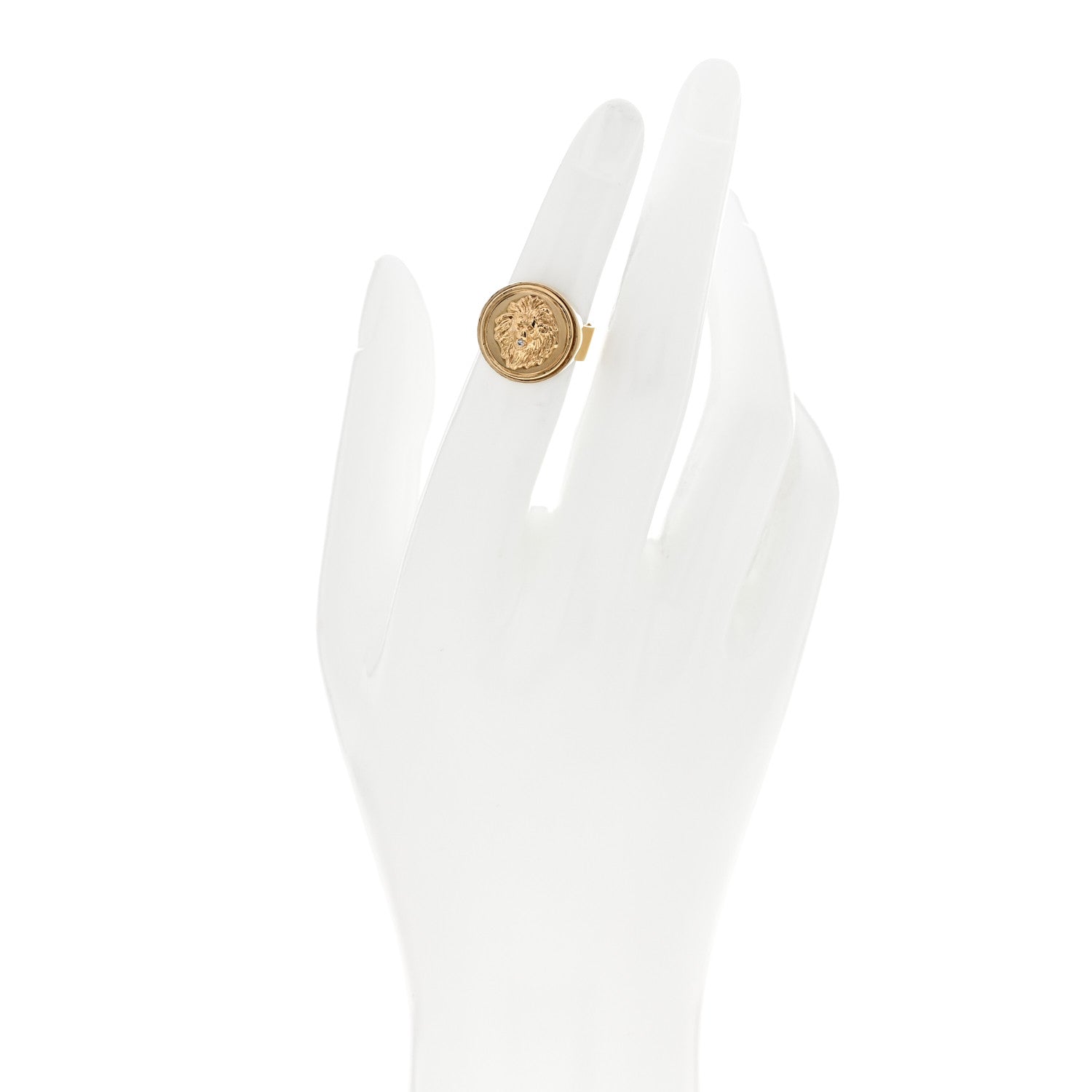 Foundrae 18K Yellow Gold Diamond Strength Lion Ring 49 4.75 2 of 5