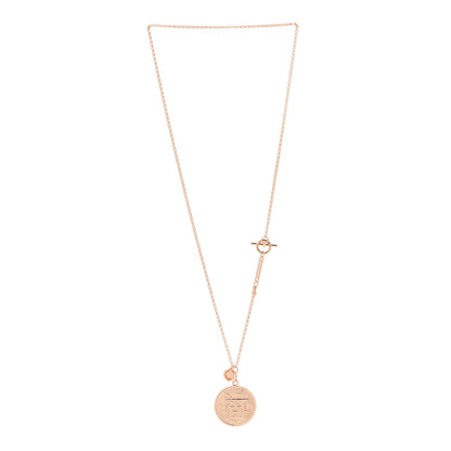 Hermes 18K Rose Gold Diamond MM Ex-Libris Pendant Necklace 3 of 7
