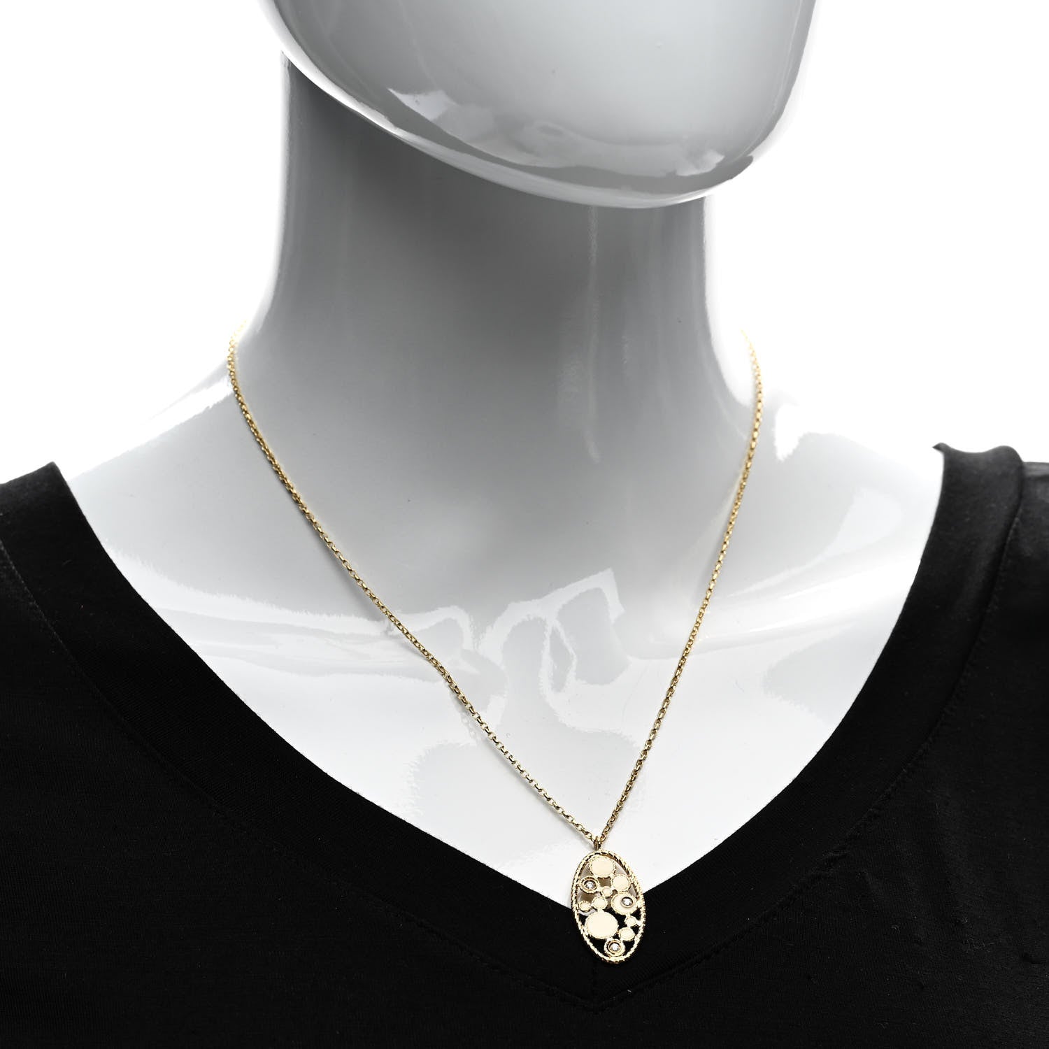 Roberto Coin 18K Yellow Gold Diamond Enamel Bollicine Pendant Necklace White 2 of 4
