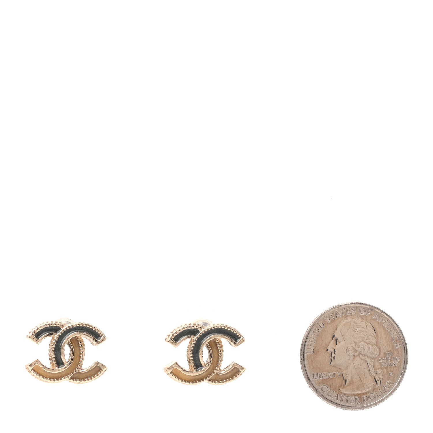 Chanel Glitter Enamel CC Earrings Grey Gold 2 of 4