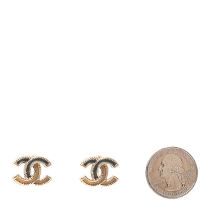 Chanel Glitter Enamel CC Earrings Grey Gold 2 of 4