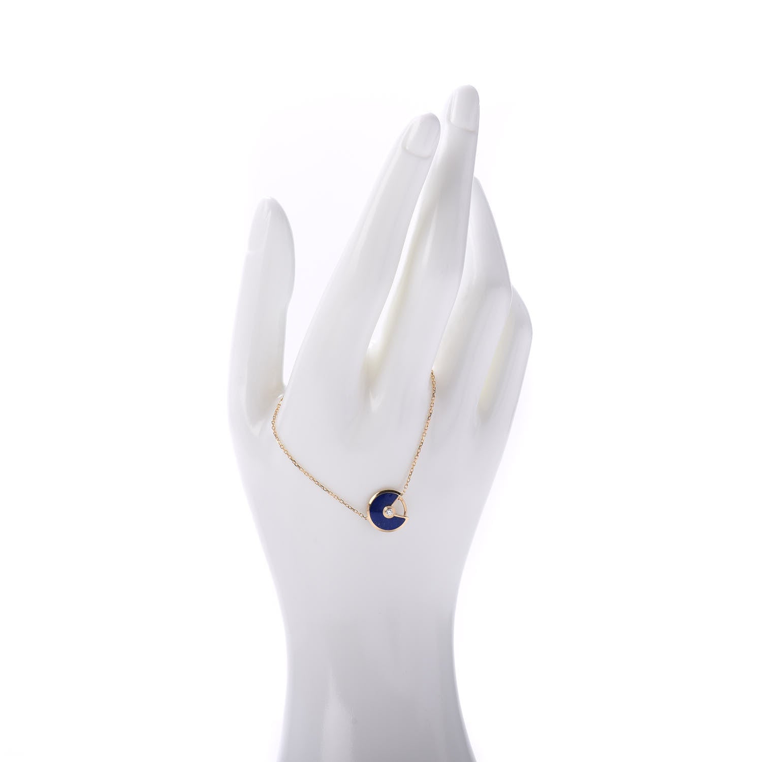 Cartier 18K Yellow Gold Diamond Lapis Lazuli Amulette de Cartier Bracelet 2 of 5
