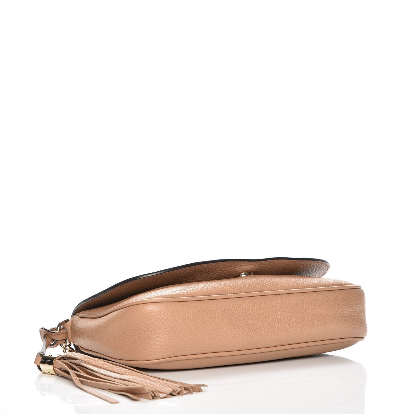 Pebbled Calfskin Medium Soho Flap Crossbody Camelia