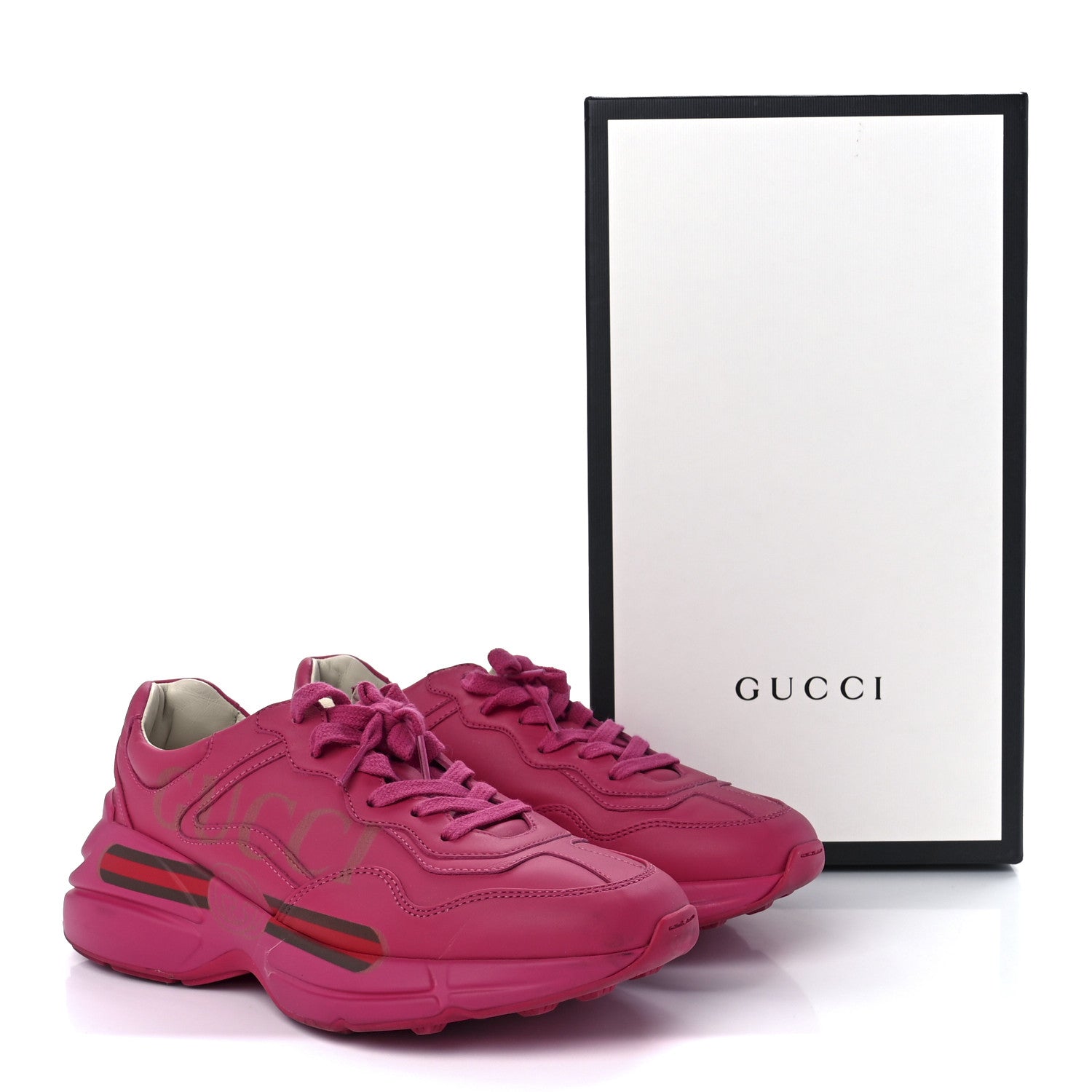 Gucci Calfskin Logo Womens Rhyton Sneakers 39 Box Pink 9 of 9
