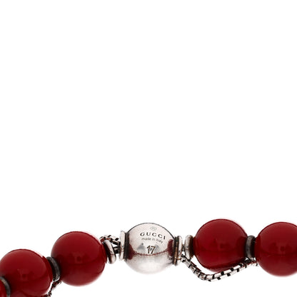 Gucci Sterling Silver Wood San Valentino Bead Adjustable Bracelet Red 3 of 4