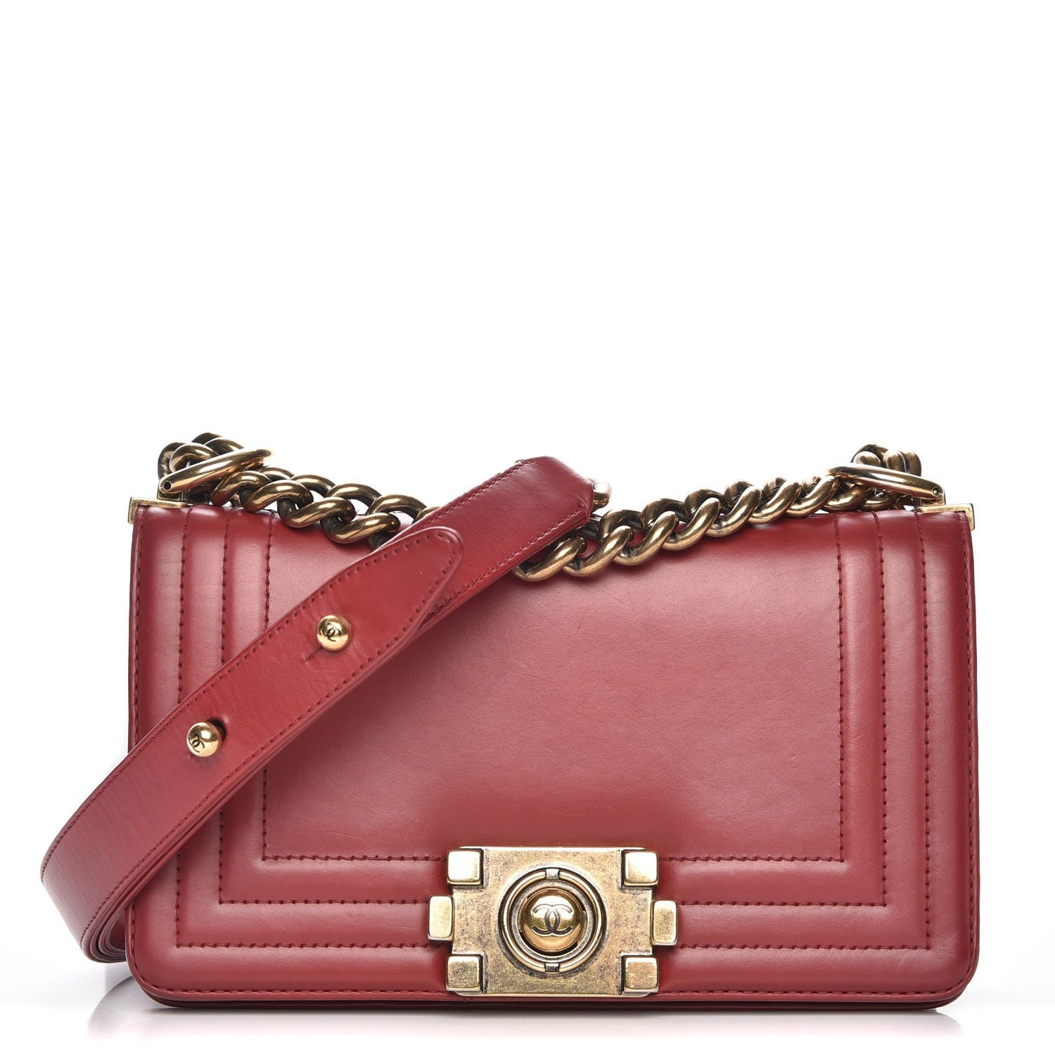 Chanel Glazed Calfskin Small Boy Flap Red 1 of 8