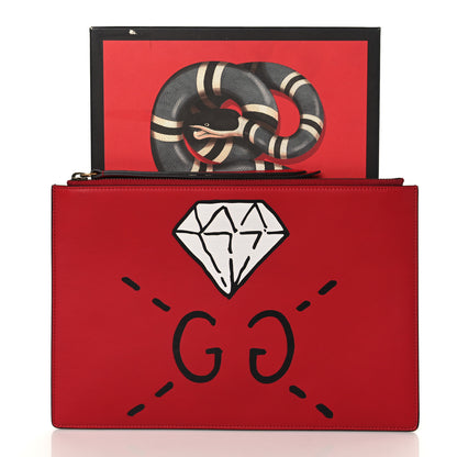 Gucci Calfskin GucciGhost Print Pouch Hibiscus Red 11 of 11