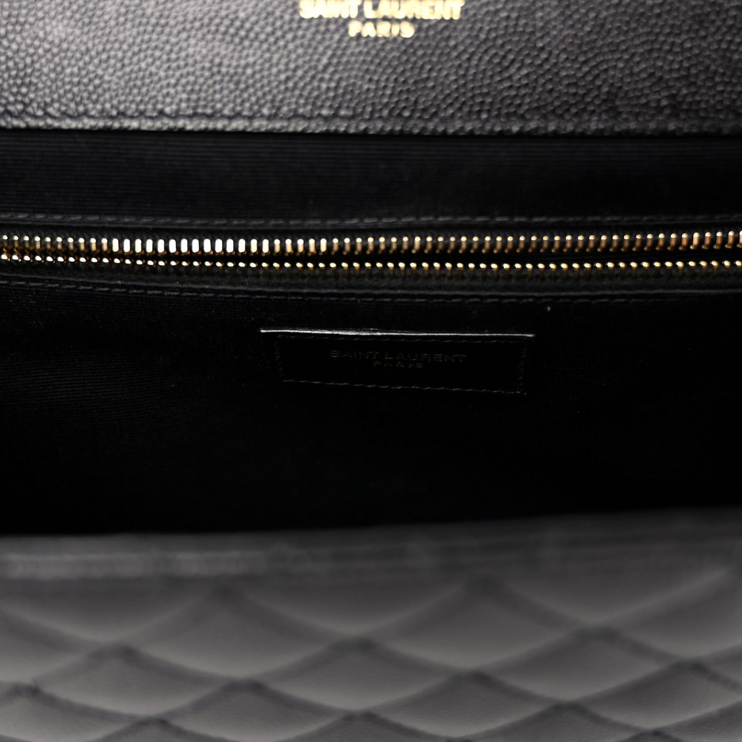 Grain De Poudre Textured Mixed Matelasse Large Triquilt Monogram Satchel Black