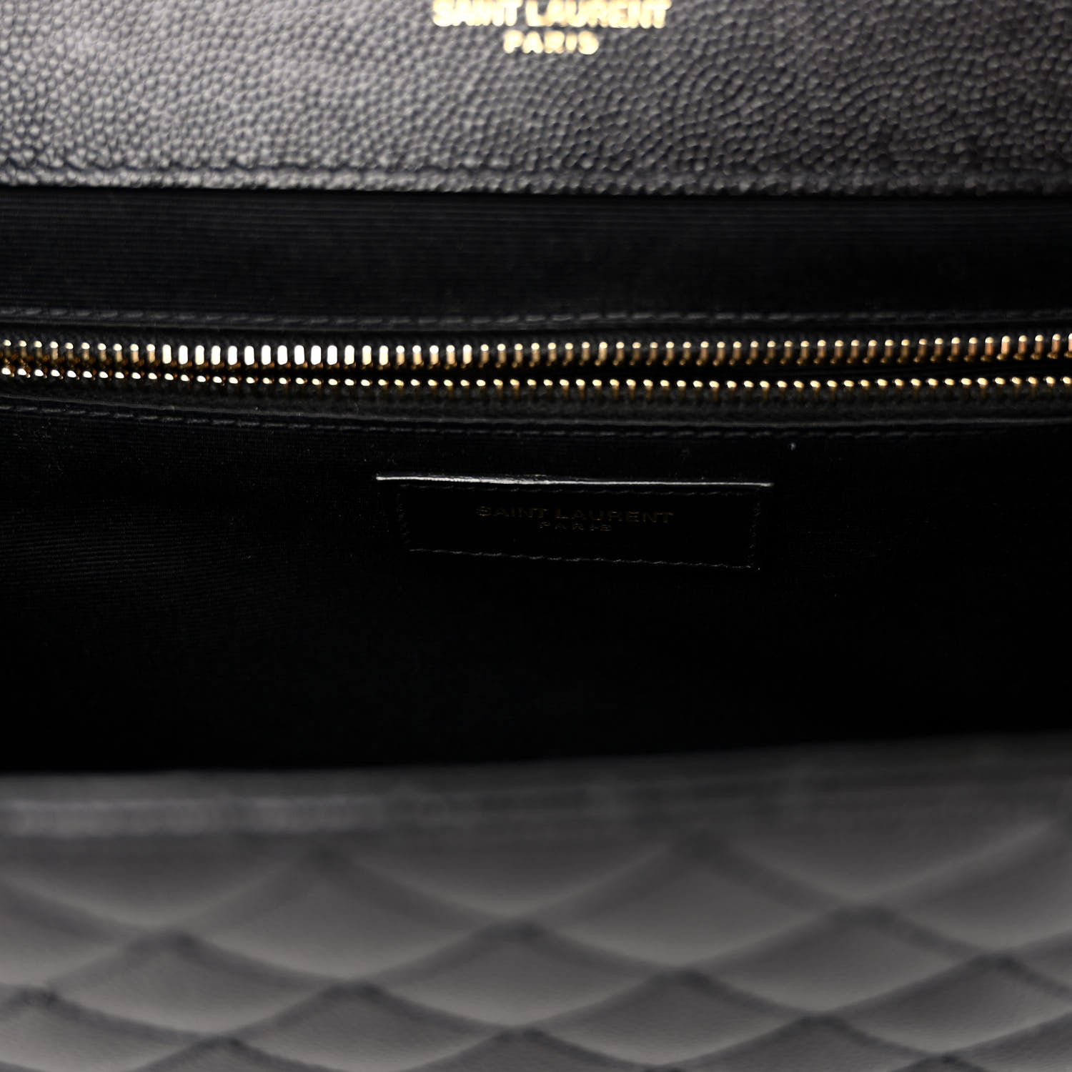 Saint Laurent Grain De Poudre Textured Mixed Matelasse Large Triquilt Monogram Satchel Black 7 of 11