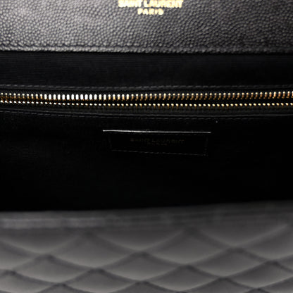 Saint Laurent Grain De Poudre Textured Mixed Matelasse Large Triquilt Monogram Satchel Black 7 of 11