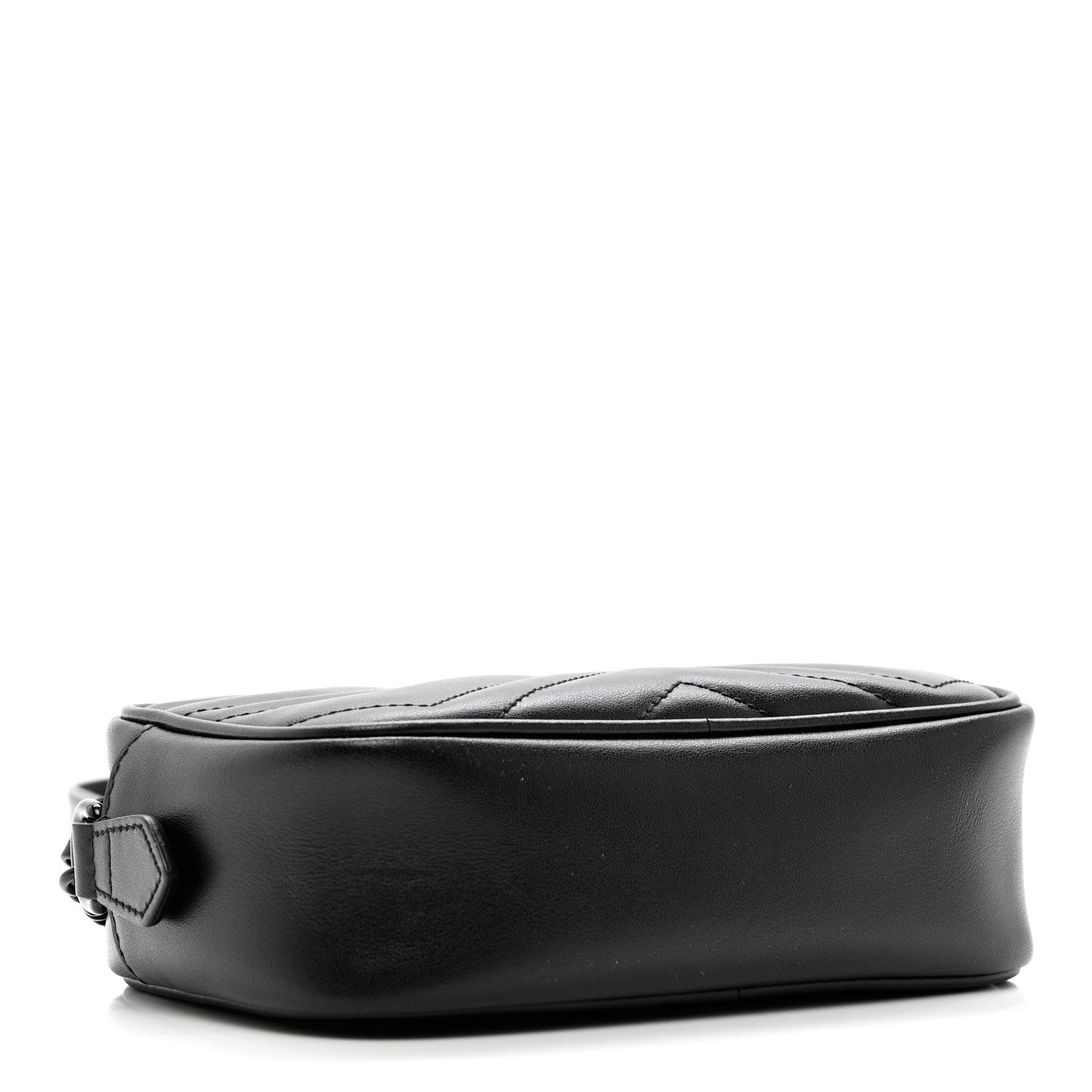 Gucci Calfskin Matelasse Monochrome Mini GG Marmont Chain Shoulder Bag Black 3 of 7