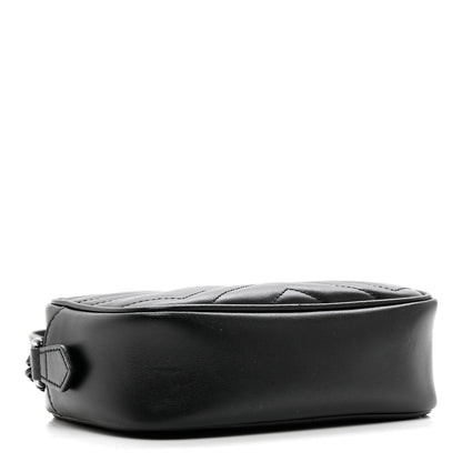 Gucci Calfskin Matelasse Monochrome Mini GG Marmont Chain Shoulder Bag Black 3 of 7
